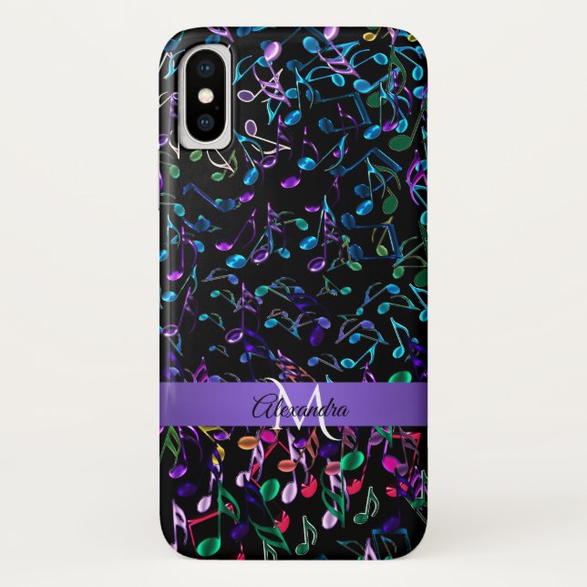 Music Notes Personalized iPhone X Case (Back)
