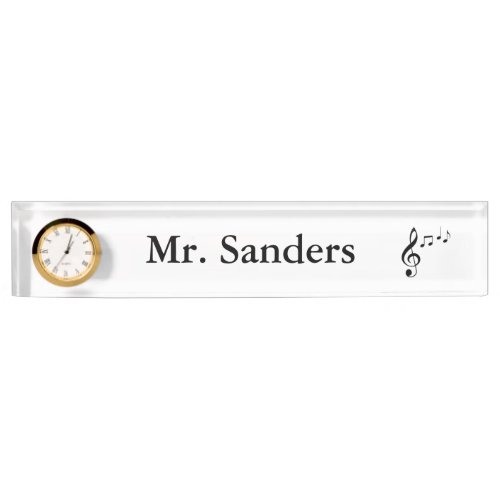 Music Notes Personalized Nameplate wClock