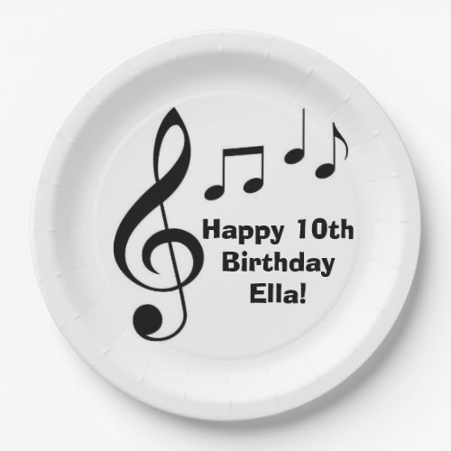 Music Notes Personalized Paper Plates