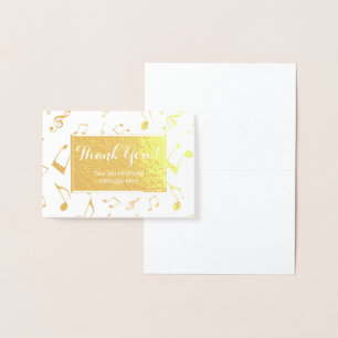 Music Notes Personalized Real Gold Foil Thank you Card