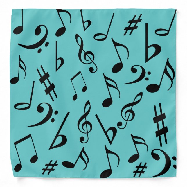 Music Notes Pet Cat Dog Bandana (Front)