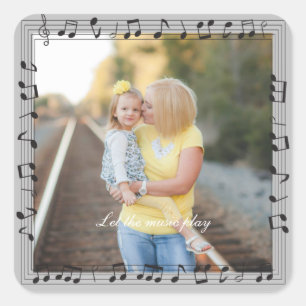 Music Notes Photo Frame Custom Square Sticker