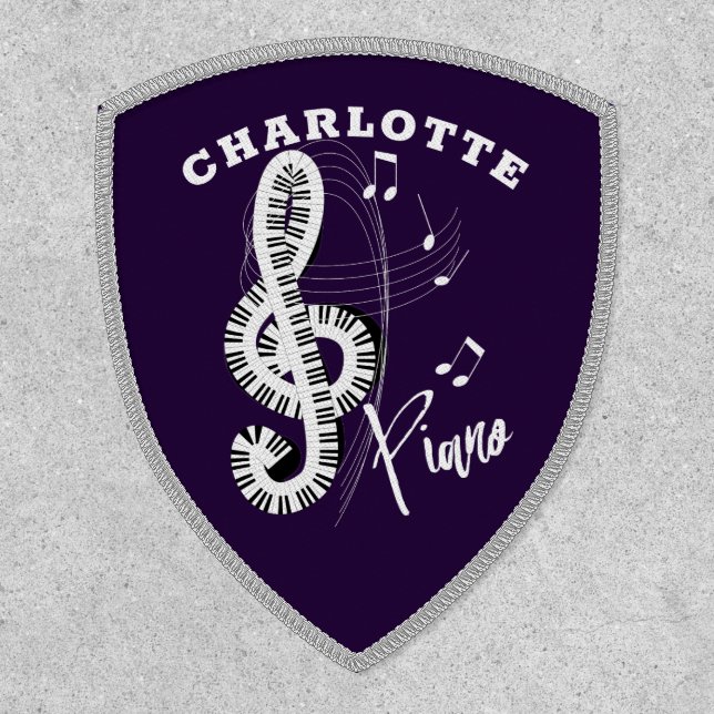 Music Notes Piano Keyboard Personalized Patch (Front)