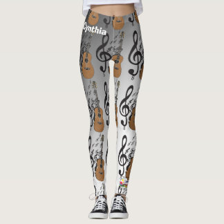 MUSIC Notes Piano Keyboards Guitar Leggings