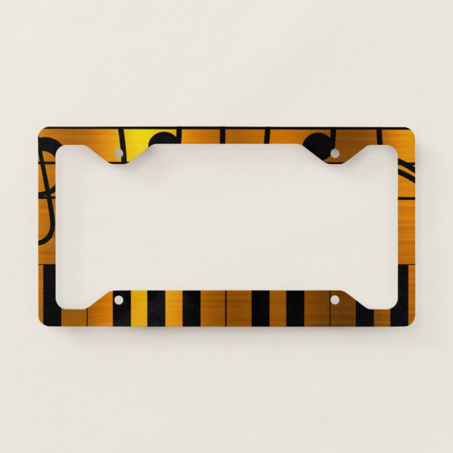 Music Notes Piano Keys License Plate Frame (Front)