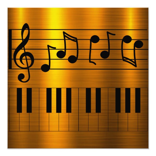 Music Notes Piano Keys Photo Print (Front)