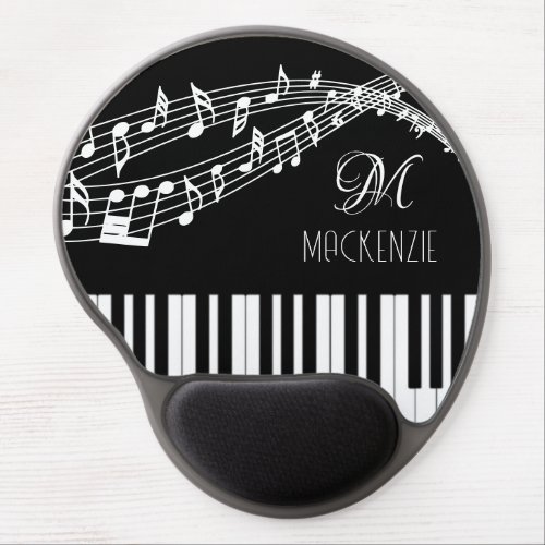 Music Notes Piano Monogram Name Custom Color Gel Mouse Pad