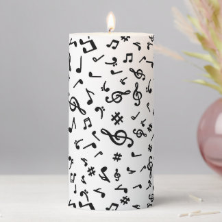 Music Notes Pillar Candle