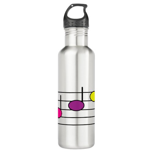 Music Notes Pink Blue Purple Yellow Stainless Steel Water Bottle