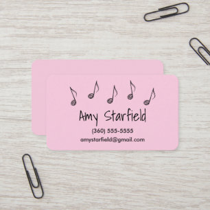 Music Notes Pink Business Cards