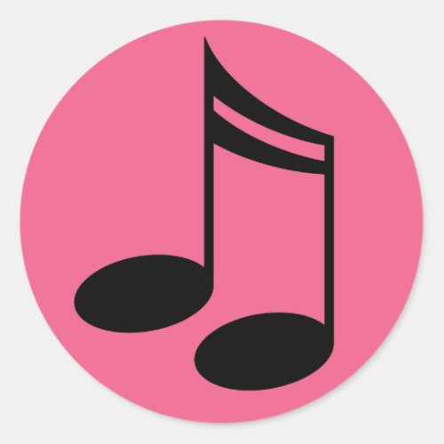 Music Notes Pink Round Stickers