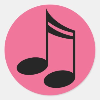 Music Notes Pink Round Stickers by madconductor at Zazzle