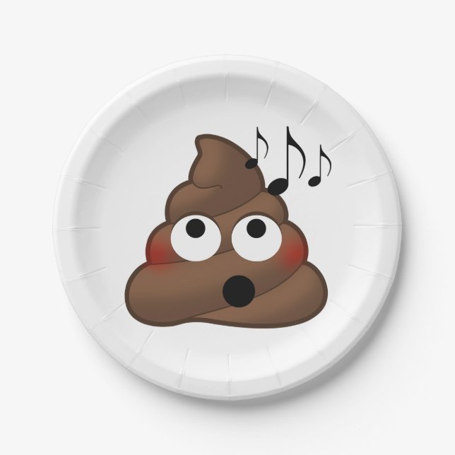 Music Notes Poop Emoji Paper Plates (Front)