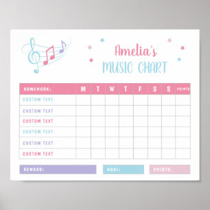Music Notes Practice Pink Purple Reward Chart