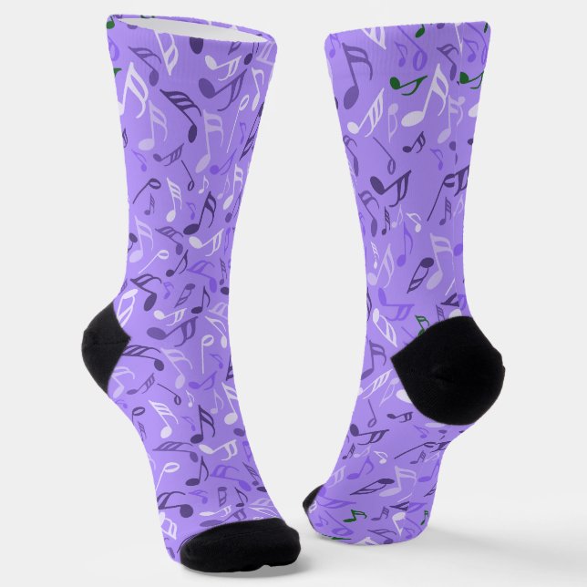 Music Notes Purple Socks (Angled)