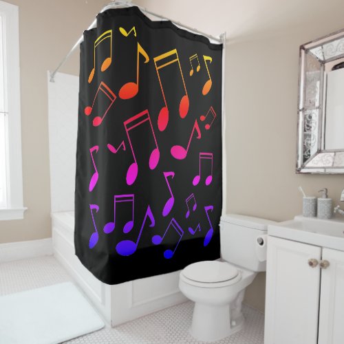Music notes Rainbow colors Shower Curtain