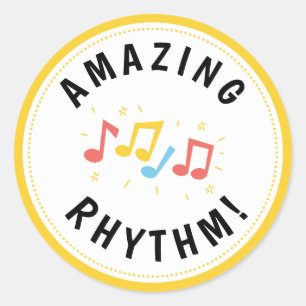 Music Notes Reward Amazing Rhythm Teacher Classic Round Sticker