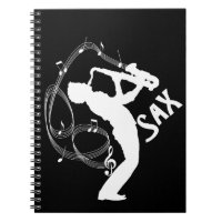 Music Notes Saxophone Player Musicians Notebook