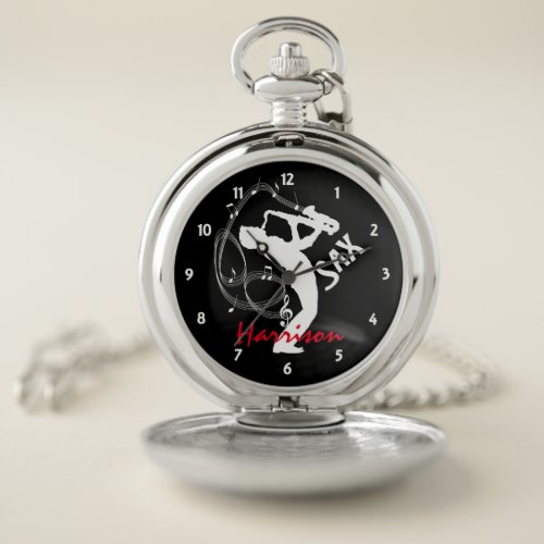 Music Notes Saxophone Player Musicians Pocket Watch