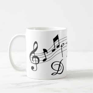 Music Notes Script Monogram Custom Color Coffee Mug