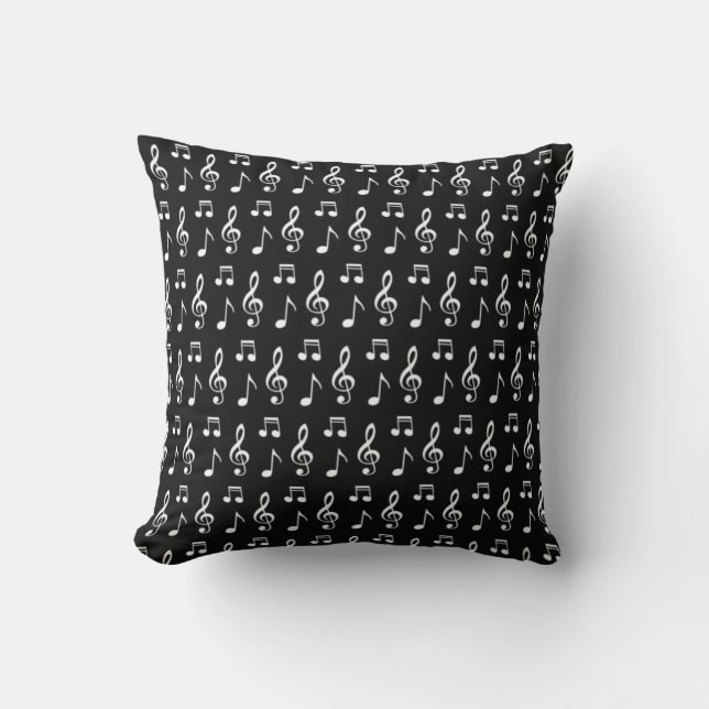 Music Notes Seamless Pattern Throw Pillow (Front)