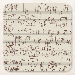 Music notes square paper coaster