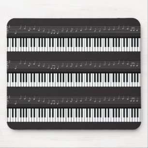 Music Notes Staff Keyboard or Piano Keys Mouse Pad