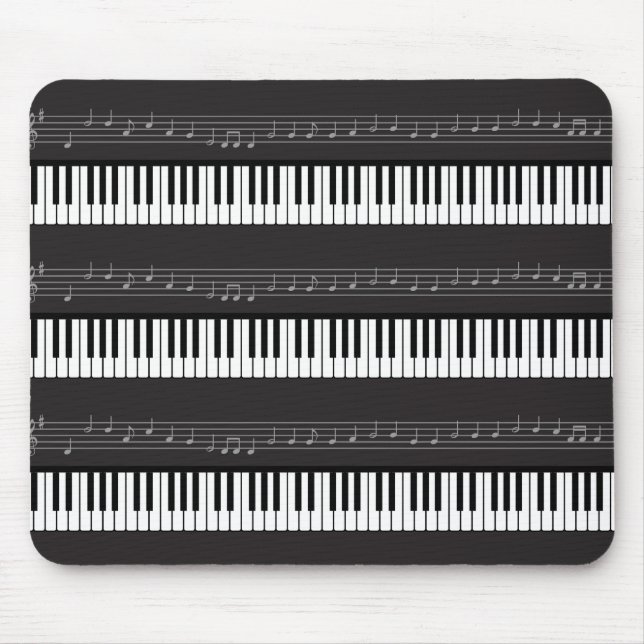Music Notes Staff Keyboard or Piano Keys Mouse Pad (Front)