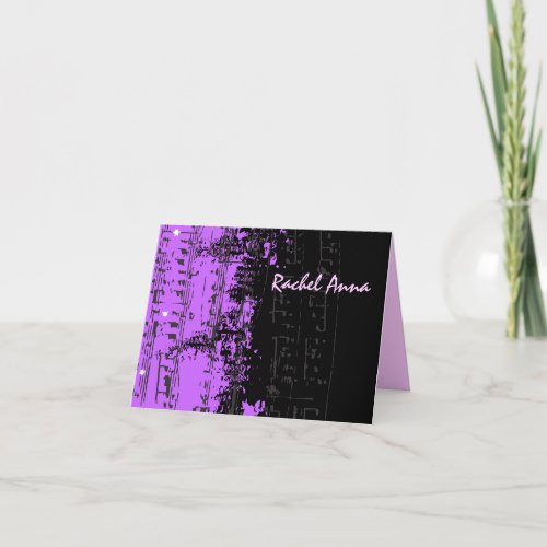 Music Notes Stars Bar Mitzvah thank you card