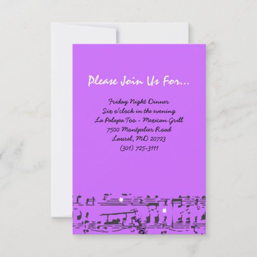 Music Notes Stars Bat Mitzvah Party Reception Card