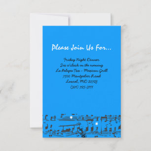 Music Notes Stars Bat Mitzvah Party Reception Card