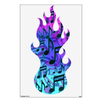 Music Notes Swirly Musical Abstract Eighth Notes Wall Sticker by HappyWishingWell at Zazzle