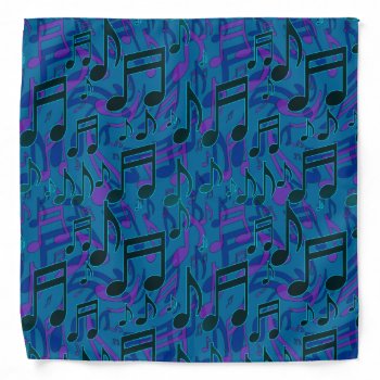Music Notes Swirly Musical Pattern Blue Purple Bandana by M_Sylvia_Chaume at Zazzle