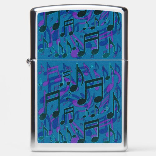 Music Notes Swirly Musical Pattern Blue Purple Zippo Lighter