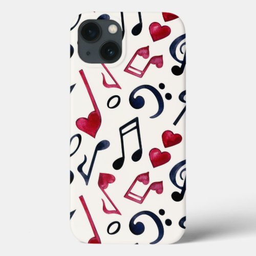 Music Notes  Symbols Black  White iPhone 13 Case