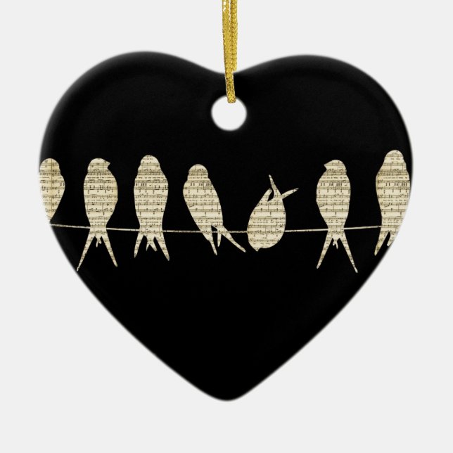 Music Notes Teacher Office Animal Bird Destiny Ceramic Ornament (Front)