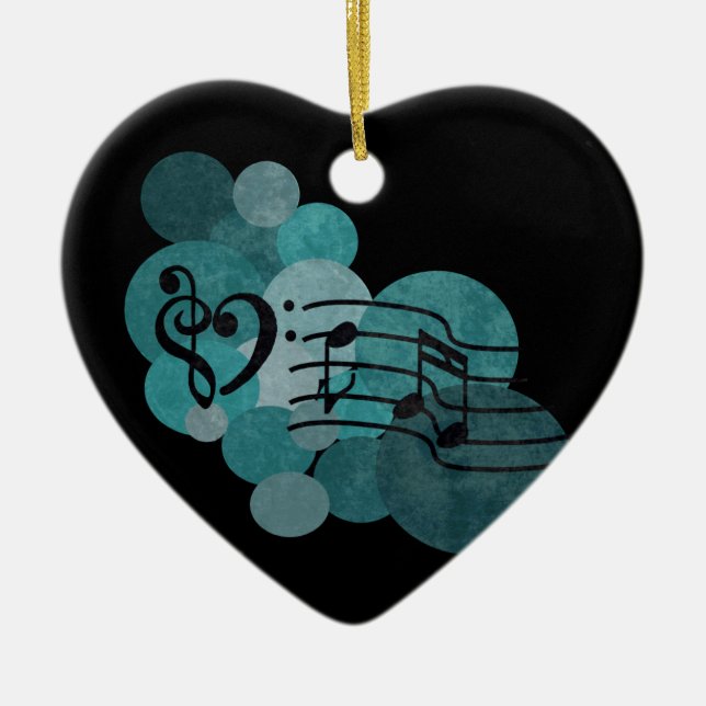 Music notes & teal polka dots ornament decoration (Front)