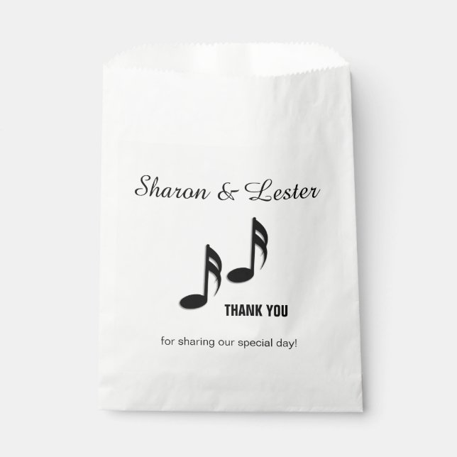 Music Notes Thank You Favor Bag (Front)