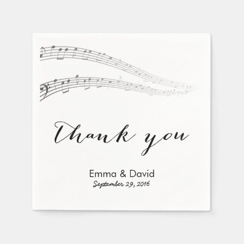 Music Notes Thank You Musical Wedding Paper Napkins