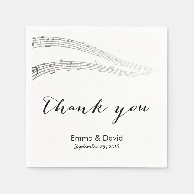 Music Notes Thank You Musical Wedding Paper Napkins (Front)