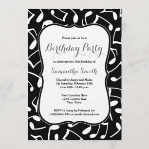 Music Notes Themed Birthday Party Invitation