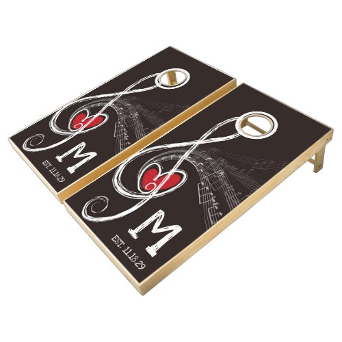 Music Notes Themed Monogrammed Cornhole Set