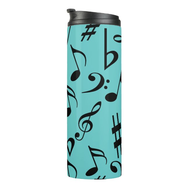 Music Notes Thermal Tumbler With Lid | Editable (Rotated Right)