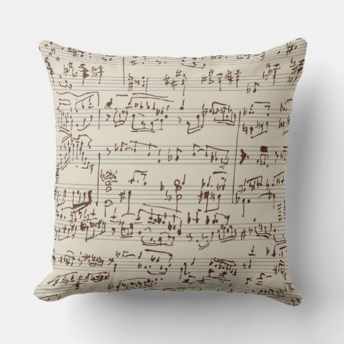 Music notes throw pillow