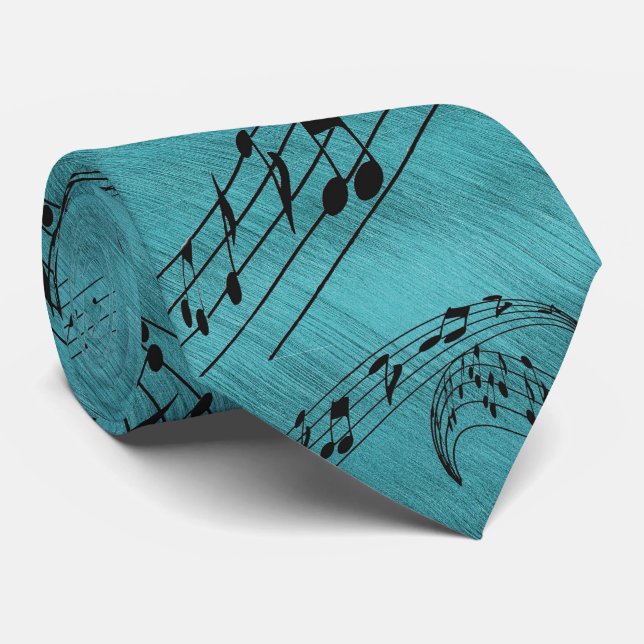 MUSIC NOTES-TIE-BLUE NECK TIE (Rolled)