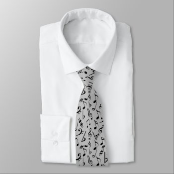 Music Notes Tie - Pale Silver Gray By Heard_ by Heard_ at Zazzle