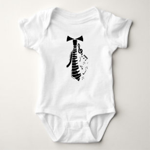 Music Notes Tie Piano Keyboard Funny Baby Bodysuit