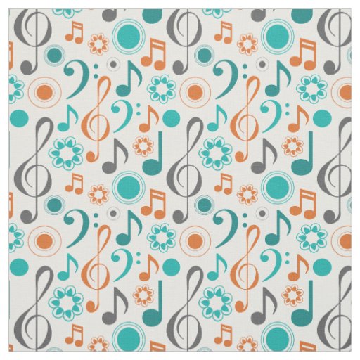 Music Notes Treble Bass Clef Band Orchestra Fabric