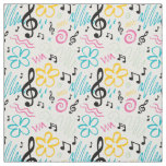 Music Notes Treble Clef Musician Band 90s Style Fabric