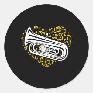 Music Notes Tuba Tubist Music Tuba Player Marching Classic Round Sticker